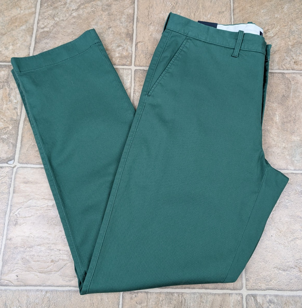 J.Crew men sz 34/34 Pants straight leg flex green pockets preppy stretch 3477